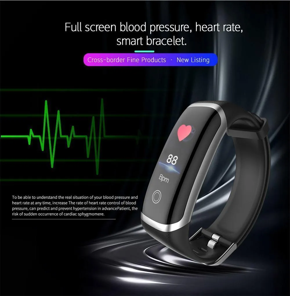 Dynamic Fitness Tracker Smart Watch Heart Rate & Blood Pressure monitor Smart Bracelet For iPhone Android