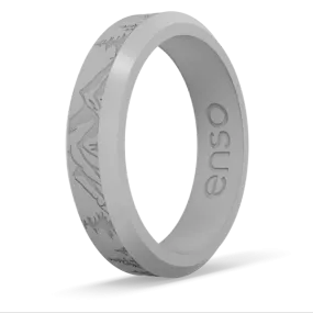 Etched Thin Bevel Silicone Ring - Peak