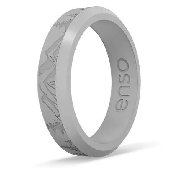 Etched Thin Bevel Silicone Ring - Peak