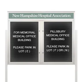 EXTREME WeatherPlus™ LED-Lit Enclosed Outdoor Letter Boards with Header and Posts | Freestanding Lockable 2 and 3 Door Display Cases in 35  Sizes