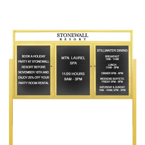 EXTREME WeatherPlus™ LED-Lit Enclosed Outdoor Letter Boards with Header and Posts | Freestanding Lockable 2 and 3 Door Display Cases in 35  Sizes