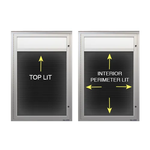 EXTREME WeatherPlus™ LED-Lit Enclosed Outdoor Letter Boards with Header and Posts | Freestanding Lockable 2 and 3 Door Display Cases in 35  Sizes