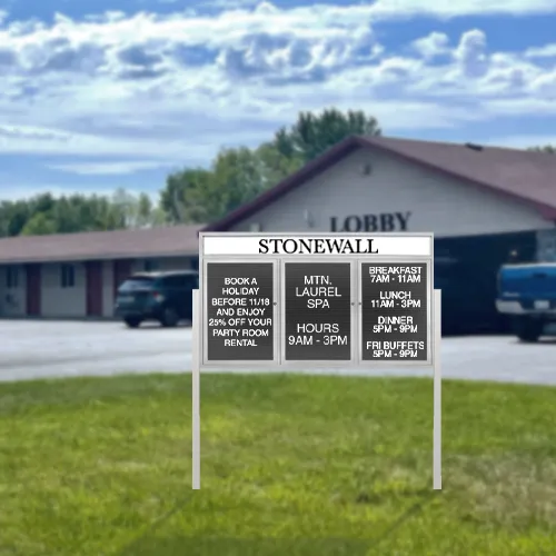 EXTREME WeatherPlus™ LED-Lit Enclosed Outdoor Letter Boards with Header and Posts | Freestanding Lockable 2 and 3 Door Display Cases in 35  Sizes
