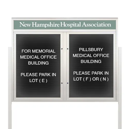 EXTREME WeatherPlus™ LED-Lit Enclosed Outdoor Letter Boards with Header and Posts | Freestanding Lockable 2 and 3 Door Display Cases in 35  Sizes