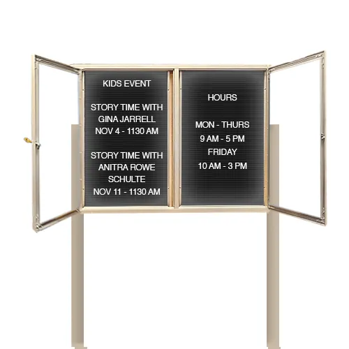 EXTREME WeatherPlus™ LED-Lit Enclosed Outdoor Letter Boards with Header and Posts | Freestanding Lockable 2 and 3 Door Display Cases in 35  Sizes