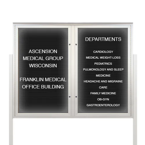 EXTREME WeatherPlus™ LED-Lit Enclosed Outdoor Letter Boards with Posts | Freestanding Lockable 2 and 3 Door Display Cases in 35  Sizes