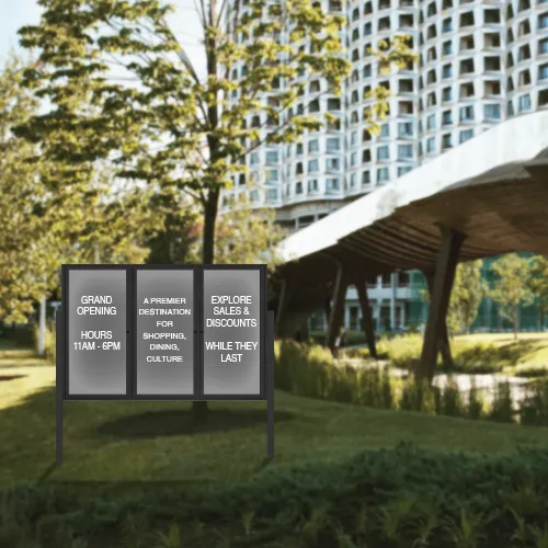 EXTREME WeatherPlus™ LED-Lit Enclosed Outdoor Letter Boards with Posts | Freestanding Lockable 2 and 3 Door Display Cases in 35  Sizes