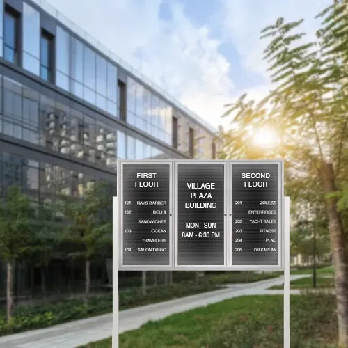 EXTREME WeatherPlus™ LED-Lit Enclosed Outdoor Letter Boards with Posts | Freestanding Lockable 2 and 3 Door Display Cases in 35  Sizes