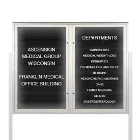 EXTREME WeatherPlus™ LED-Lit Enclosed Outdoor Letter Boards with Posts | Freestanding Lockable 2 and 3 Door Display Cases in 35  Sizes