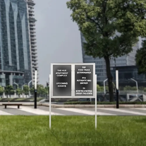 EXTREME WeatherPlus™ LED-Lit Enclosed Outdoor Letter Boards with Posts | Freestanding Lockable 2 and 3 Door Display Cases in 35  Sizes