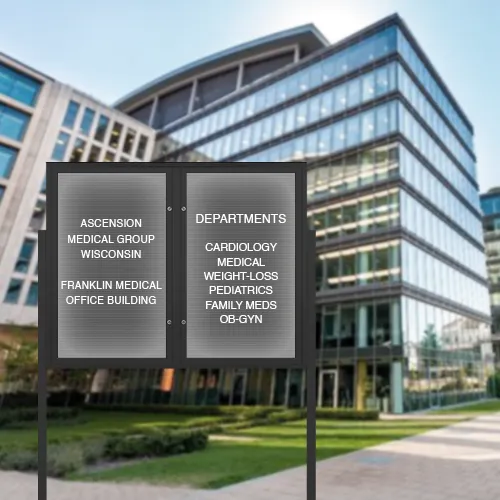 EXTREME WeatherPlus™ LED-Lit Enclosed Outdoor Letter Boards with Posts | Freestanding Lockable 2 and 3 Door Display Cases in 35  Sizes