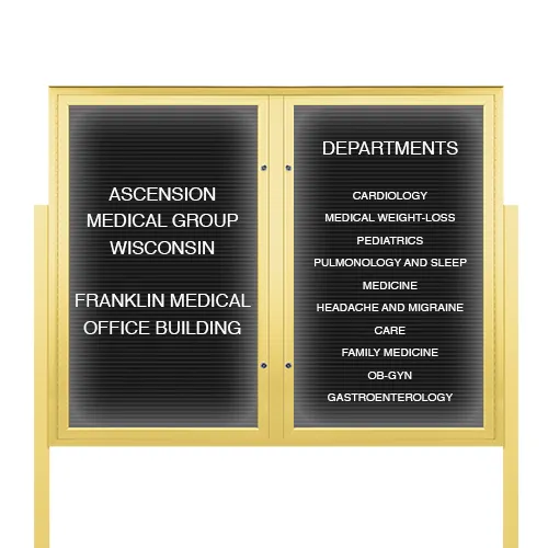 EXTREME WeatherPlus™ LED-Lit Enclosed Outdoor Letter Boards with Posts | Freestanding Lockable 2 and 3 Door Display Cases in 35  Sizes