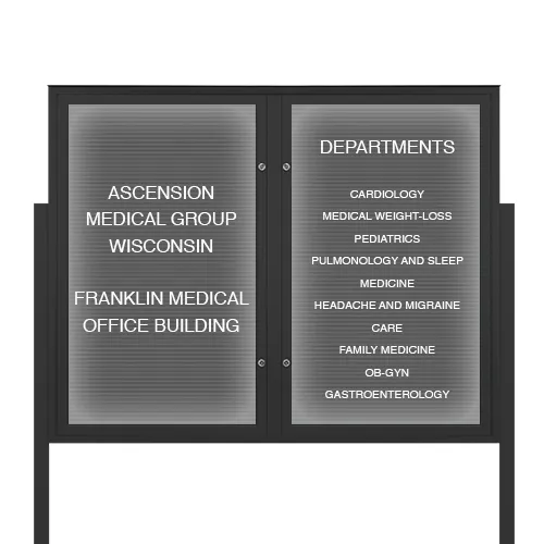 EXTREME WeatherPlus™ LED-Lit Enclosed Outdoor Letter Boards with Posts | Freestanding Lockable 2 and 3 Door Display Cases in 35  Sizes