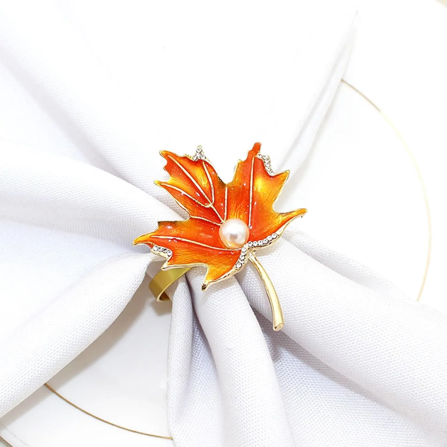 Fall Maple Leaf Napkin Ring Holder – Metal Serviette Buckle for Thanksgiving & Autumn Decor