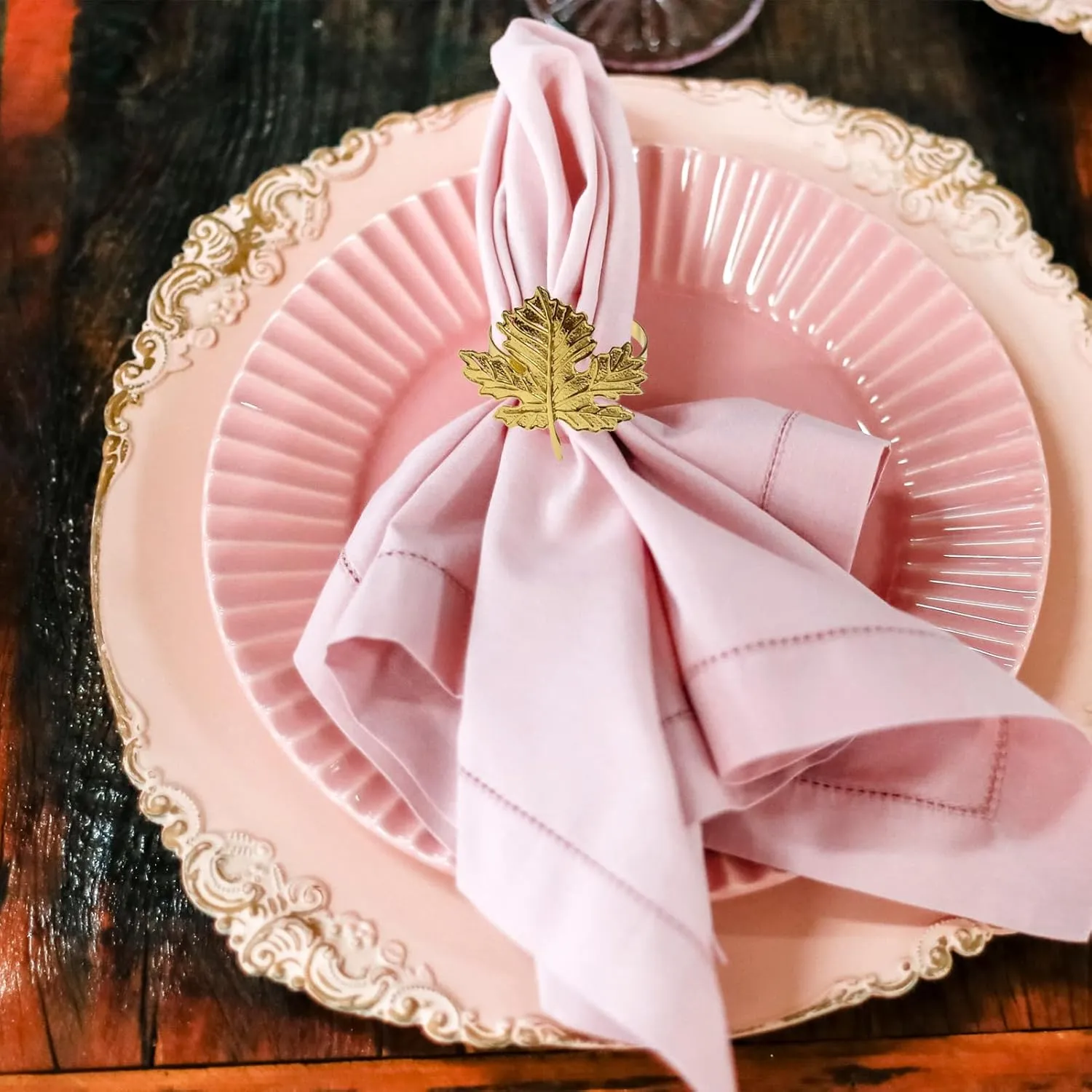 Fall Maple Leaf Napkin Ring Holder – Metal Serviette Buckle for Thanksgiving & Autumn Decor