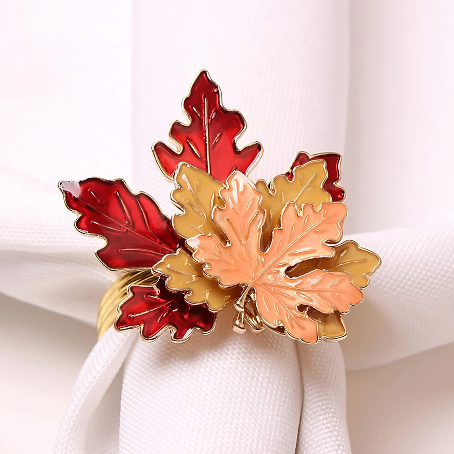 Fall Maple Leaf Napkin Ring Holder – Metal Serviette Buckle for Thanksgiving & Autumn Decor