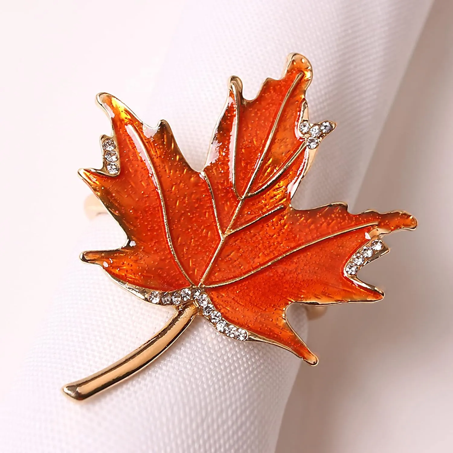 Fall Maple Leaf Napkin Ring Holder – Metal Serviette Buckle for Thanksgiving & Autumn Decor
