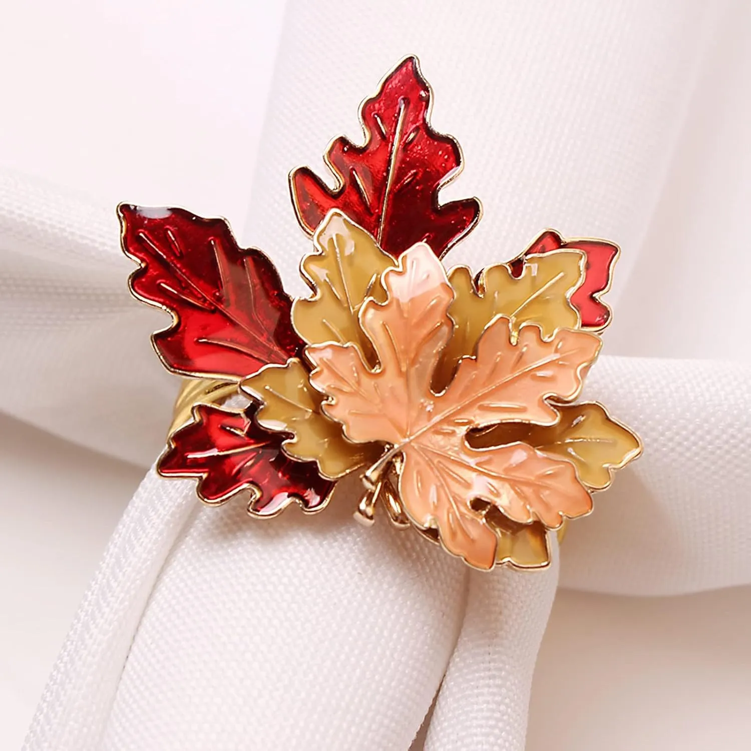 Fall Maple Leaf Napkin Ring Holder – Metal Serviette Buckle for Thanksgiving & Autumn Decor