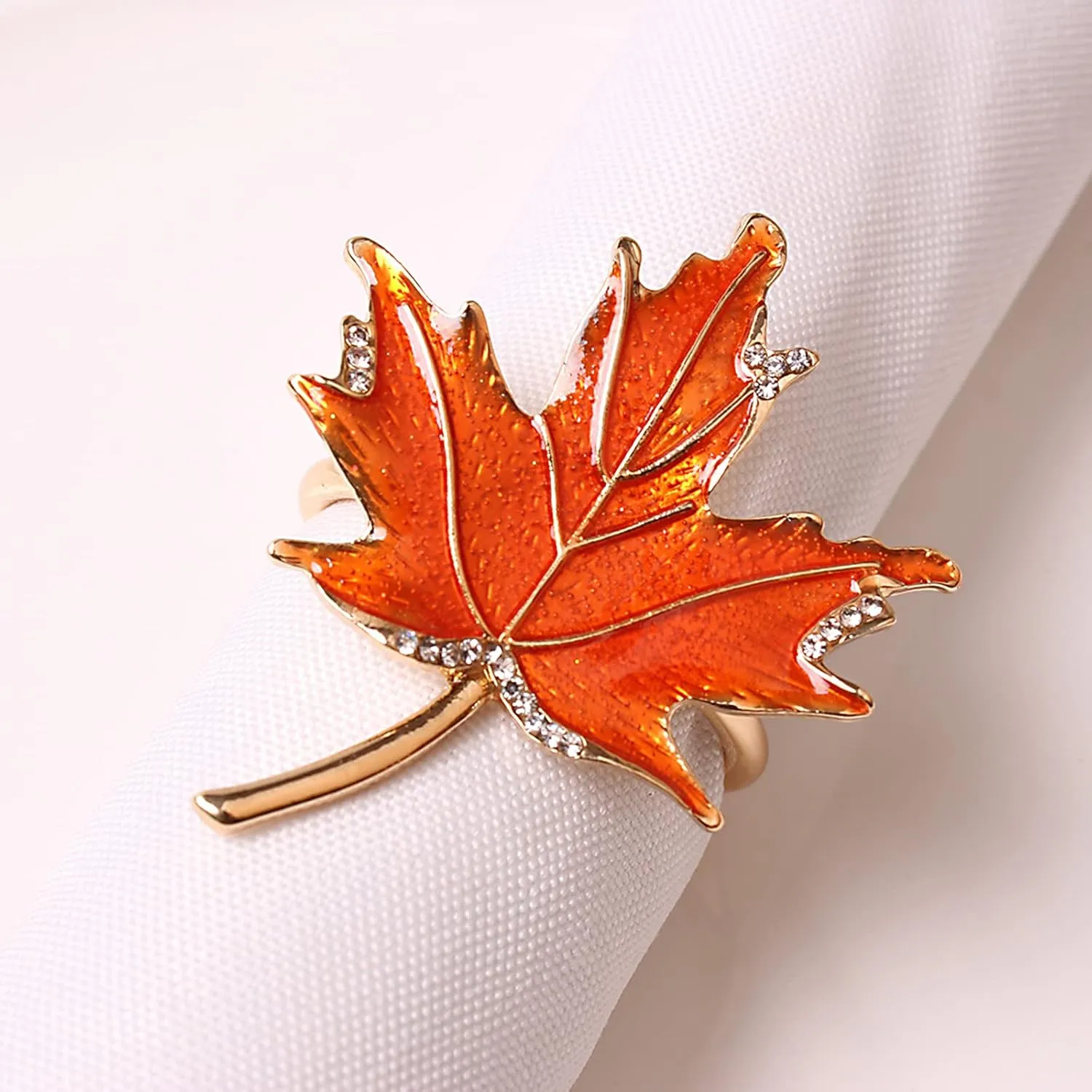 Fall Maple Leaf Napkin Ring Holder – Metal Serviette Buckle for Thanksgiving & Autumn Decor