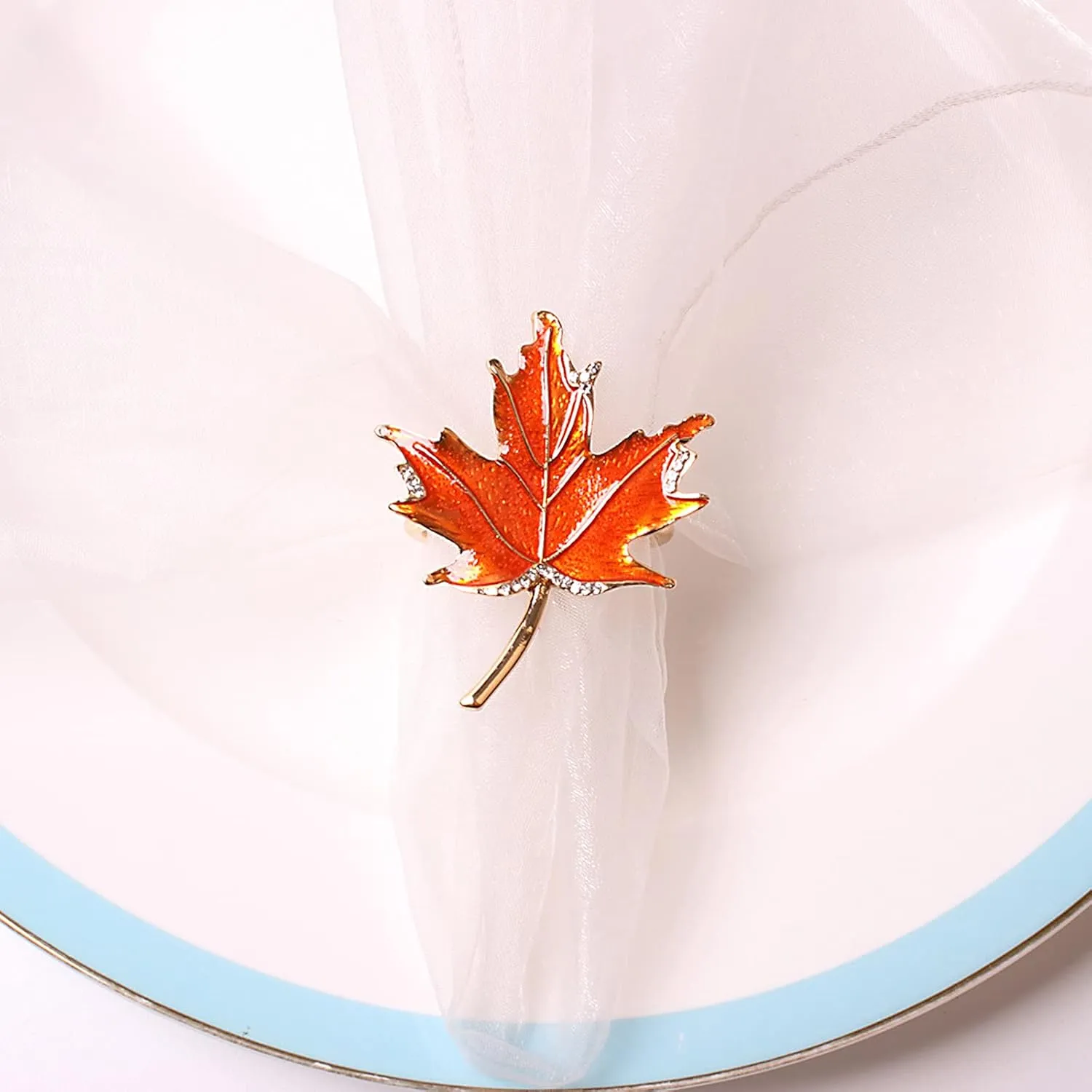 Fall Maple Leaf Napkin Ring Holder – Metal Serviette Buckle for Thanksgiving & Autumn Decor