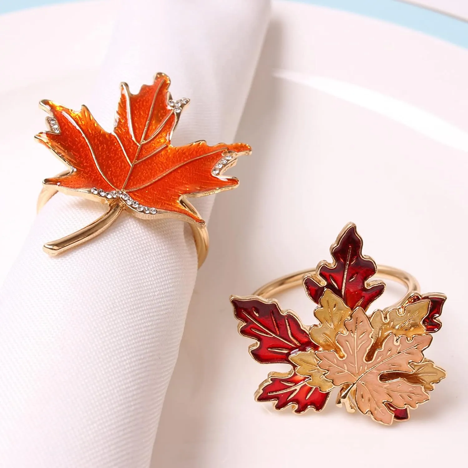 Fall Maple Leaf Napkin Ring Holder – Metal Serviette Buckle for Thanksgiving & Autumn Decor