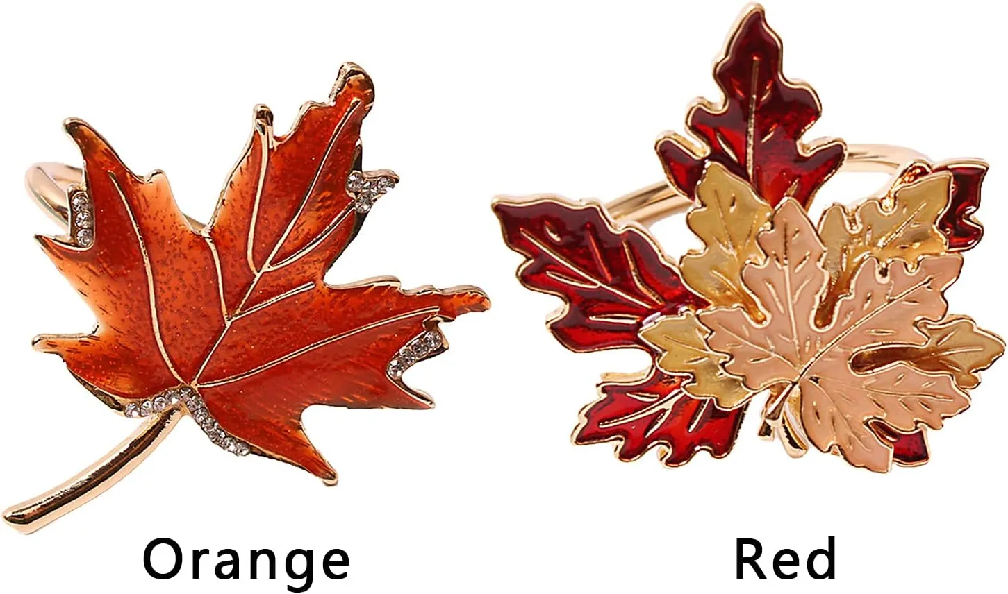 Fall Maple Leaf Napkin Ring Holder – Metal Serviette Buckle for Thanksgiving & Autumn Decor