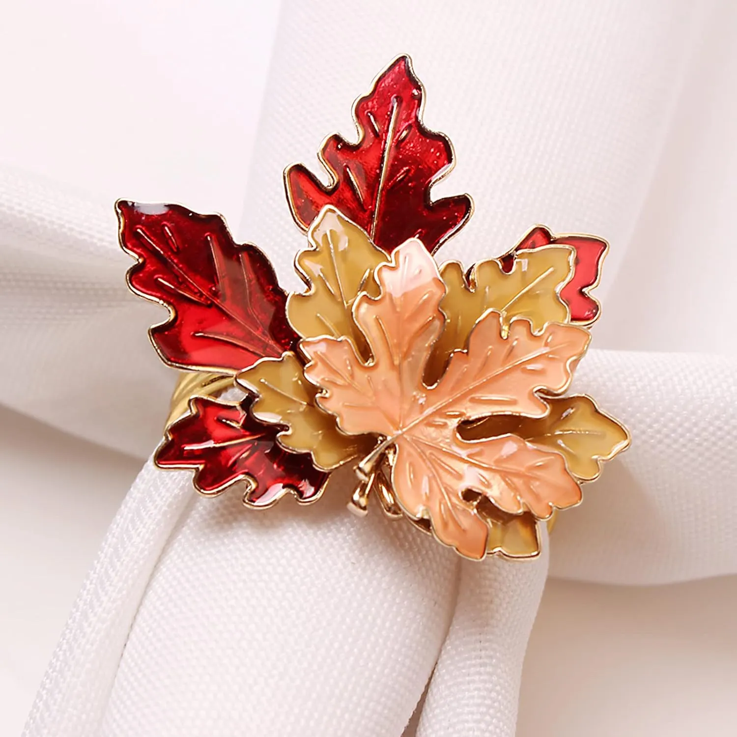 Fall Maple Leaf Napkin Ring Holder – Metal Serviette Buckle for Thanksgiving & Autumn Decor