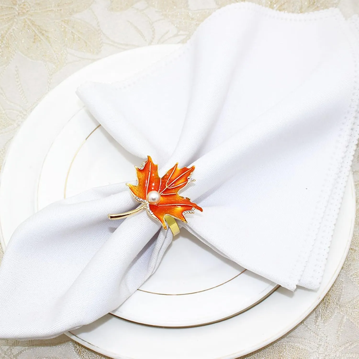 Fall Maple Leaf Napkin Ring Holder – Metal Serviette Buckle for Thanksgiving & Autumn Decor
