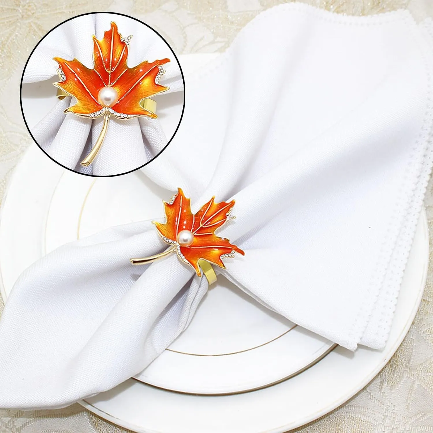 Fall Maple Leaf Napkin Ring Holder – Metal Serviette Buckle for Thanksgiving & Autumn Decor