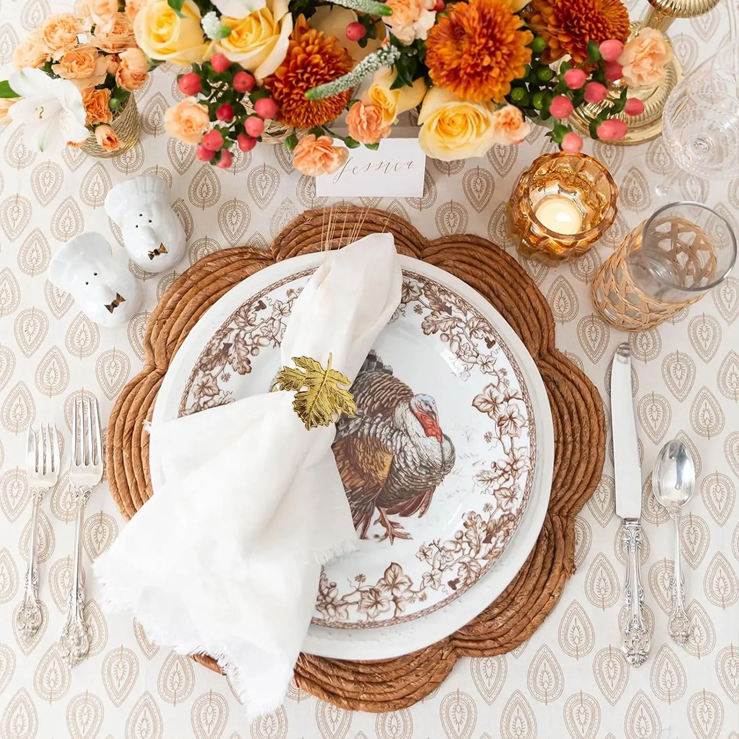 Fall Maple Leaf Napkin Ring Holder – Metal Serviette Buckle for Thanksgiving & Autumn Decor