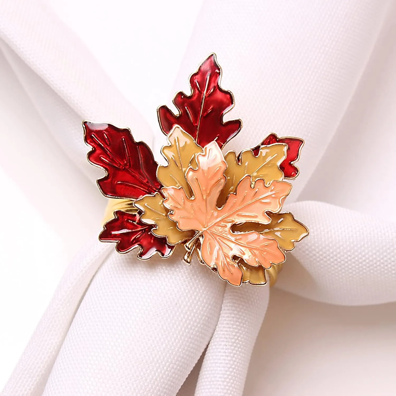 Fall Maple Leaf Napkin Ring Holder – Metal Serviette Buckle for Thanksgiving & Autumn Decor