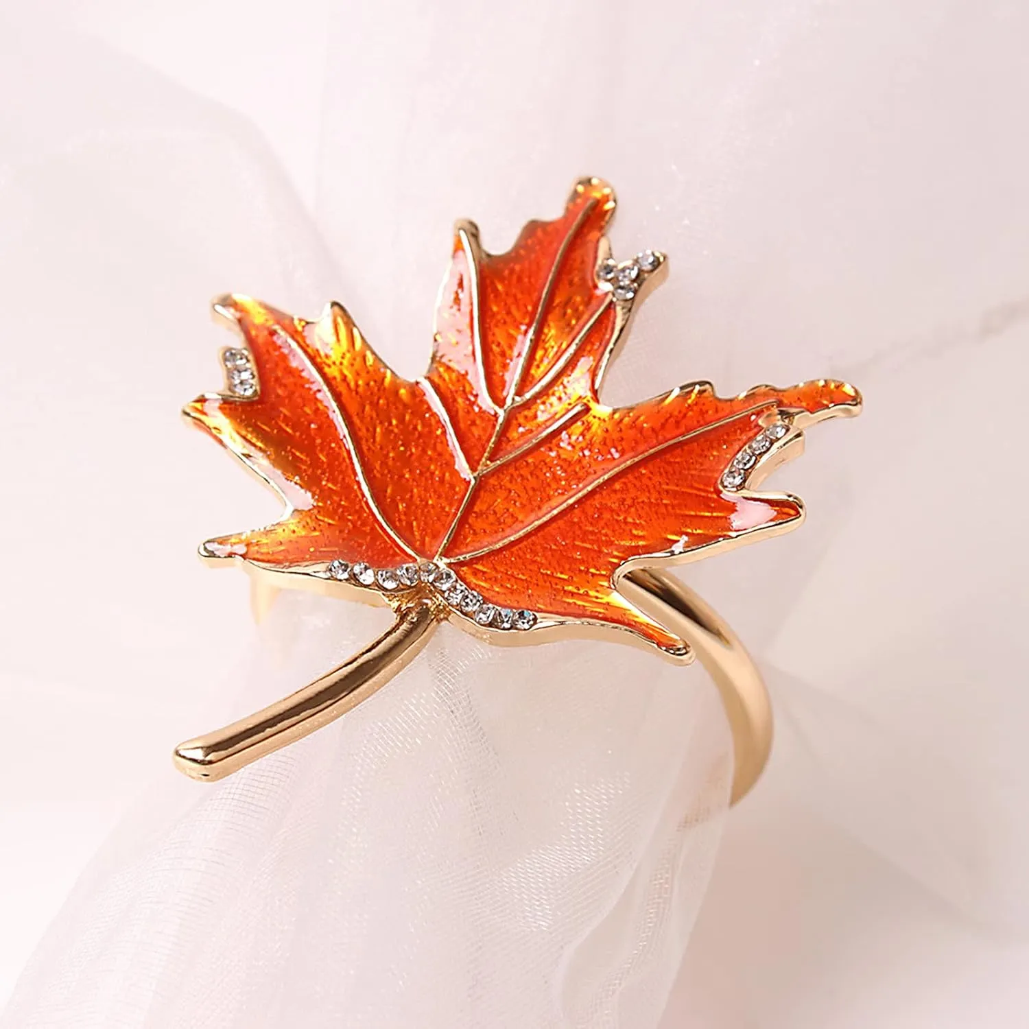 Fall Maple Leaf Napkin Ring Holder – Metal Serviette Buckle for Thanksgiving & Autumn Decor