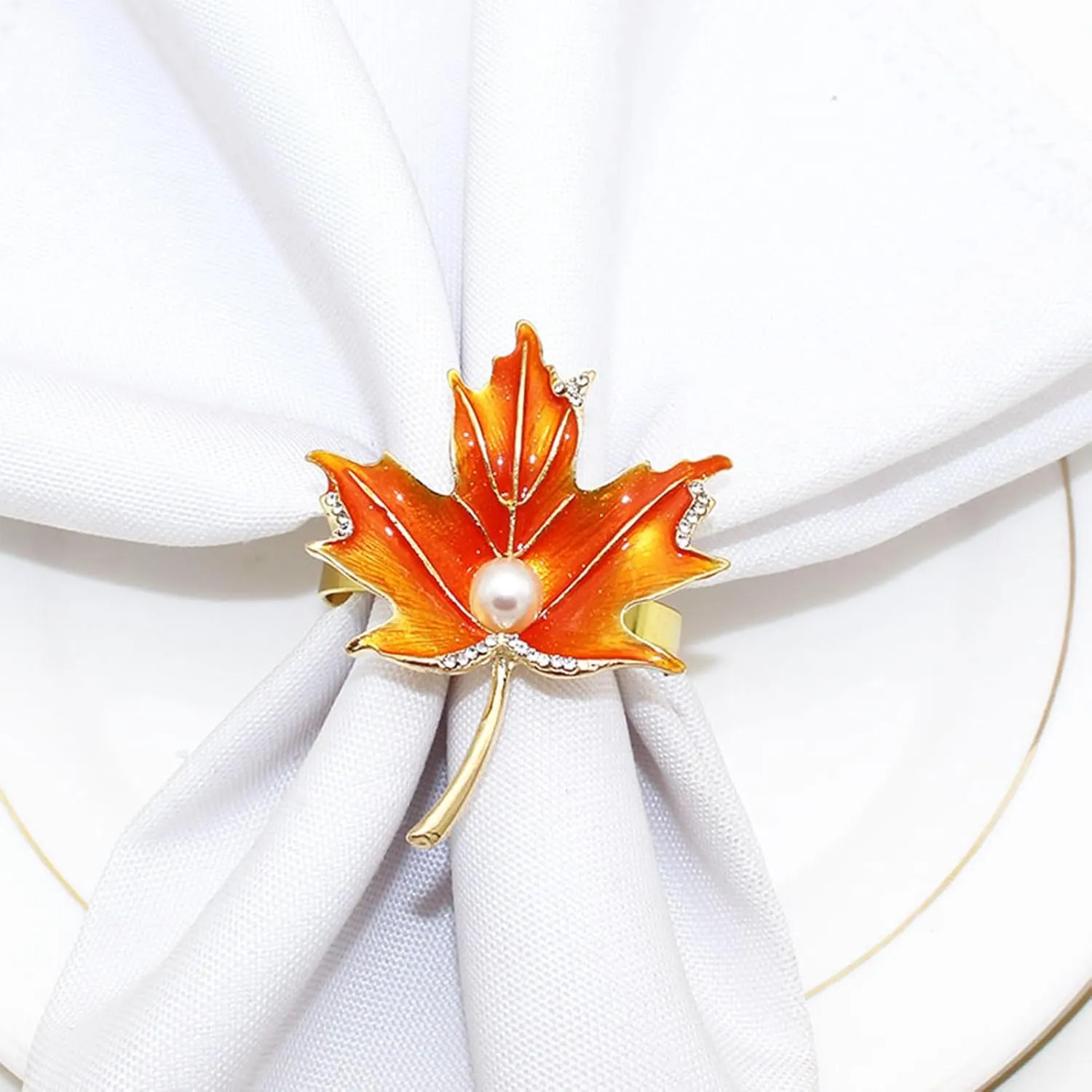 Fall Maple Leaf Napkin Ring Holder – Metal Serviette Buckle for Thanksgiving & Autumn Decor