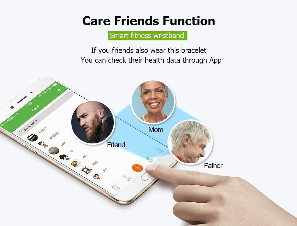 Fitness Smart Watch Bracelet Waterproof Real-Time Monitor Dynamic Heart Rate Sport  Fitness Wristband Support USB-Charge Watch