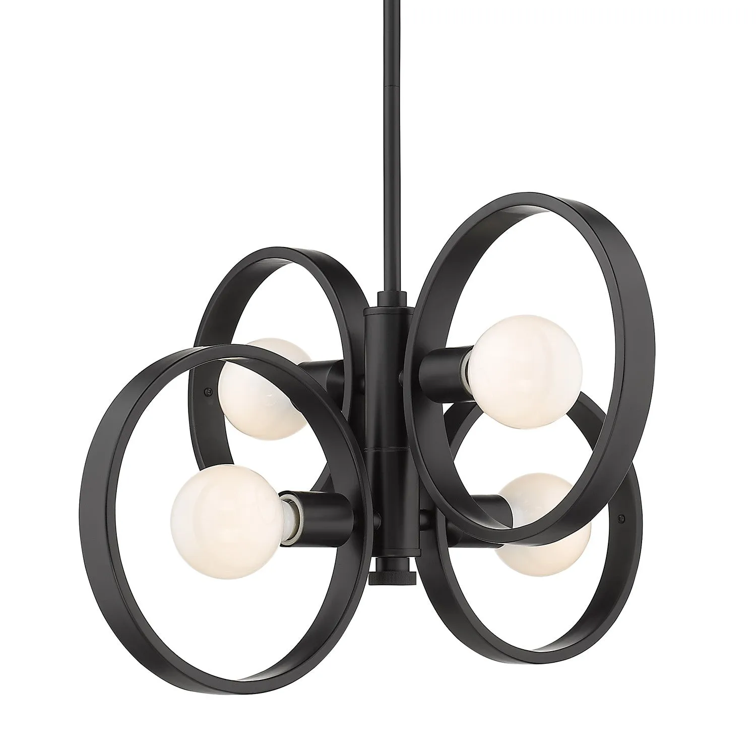 Four Light Chandelier from the Sloane BLK Collection in Matte Black Finish by Golden