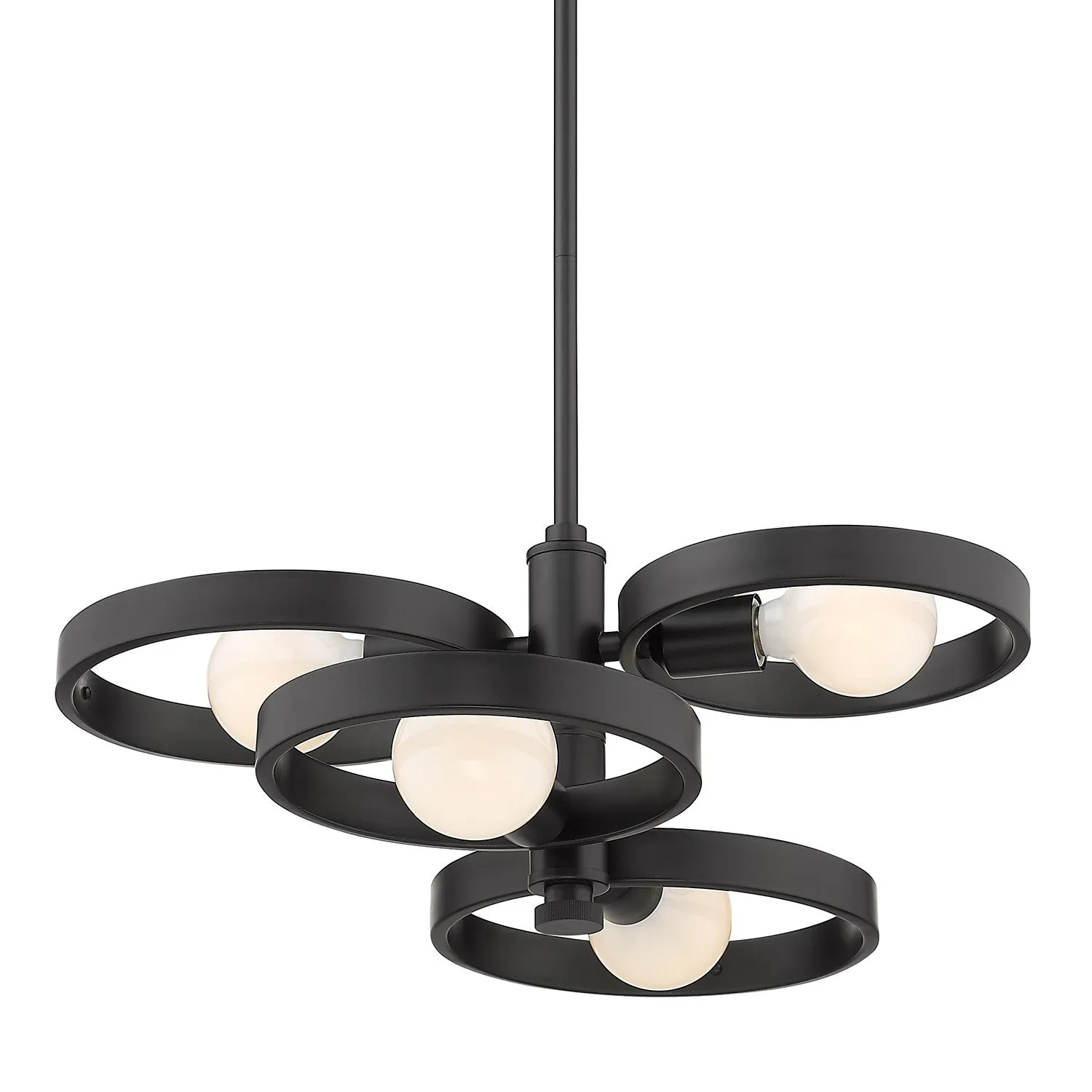 Four Light Chandelier from the Sloane BLK Collection in Matte Black Finish by Golden