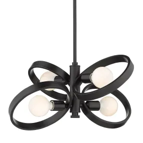 Four Light Chandelier from the Sloane BLK Collection in Matte Black Finish by Golden