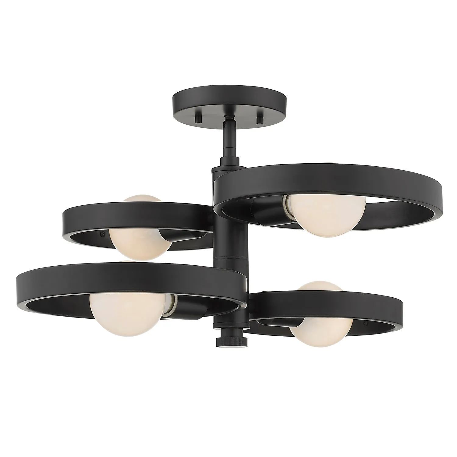 Four Light Semi-Flush Mount from the Sloane BLK Collection in Matte Black Finish by Golden