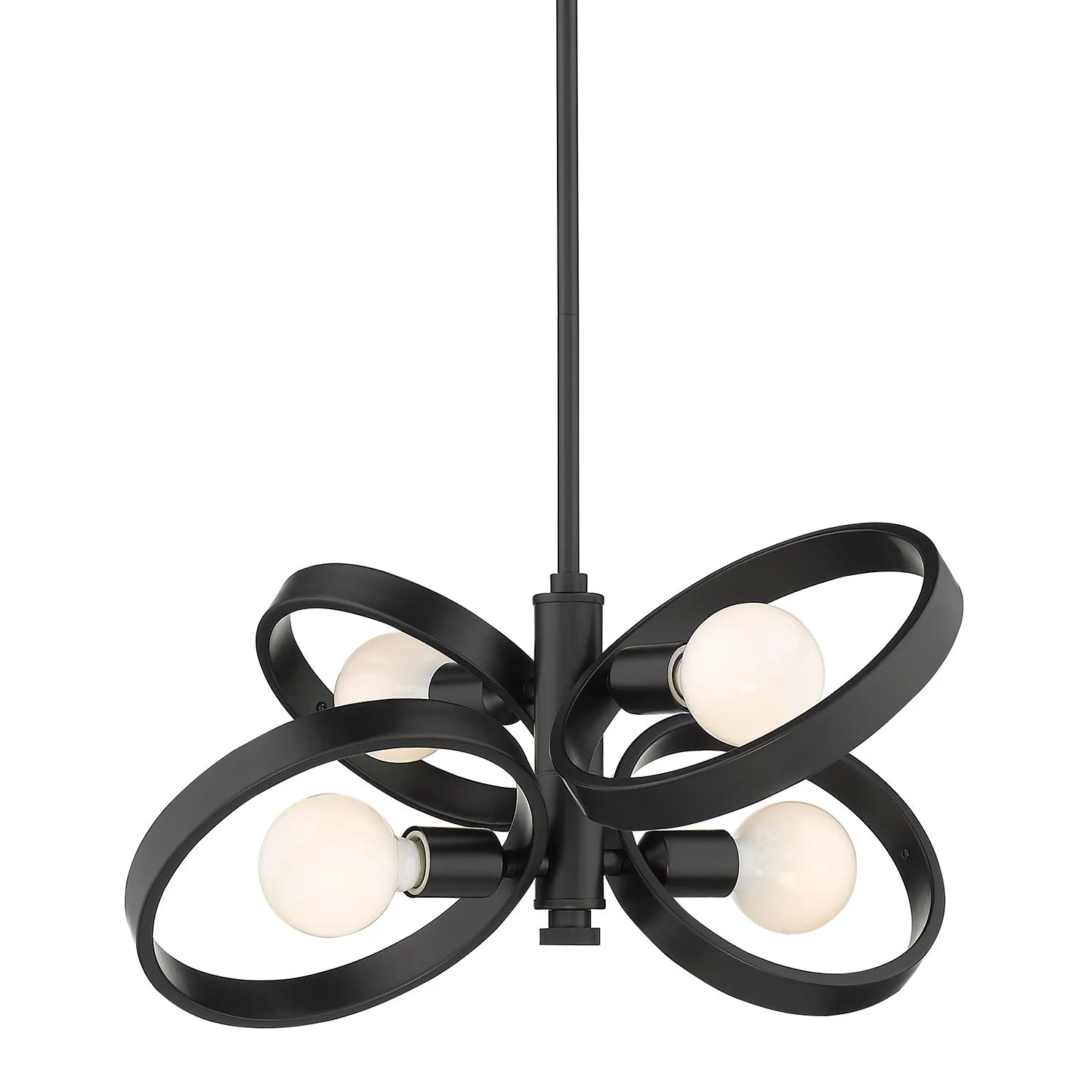 Four Light Semi-Flush Mount from the Sloane BLK Collection in Matte Black Finish by Golden