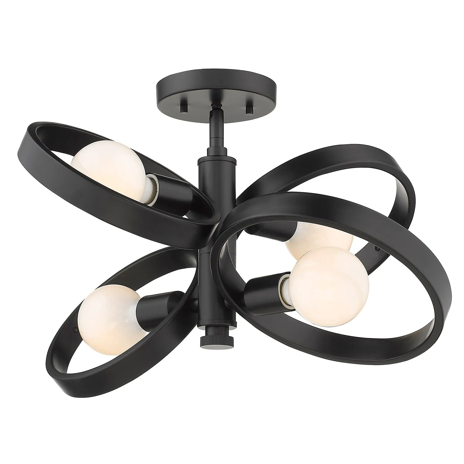 Four Light Semi-Flush Mount from the Sloane BLK Collection in Matte Black Finish by Golden