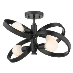Four Light Semi-Flush Mount from the Sloane BLK Collection in Matte Black Finish by Golden