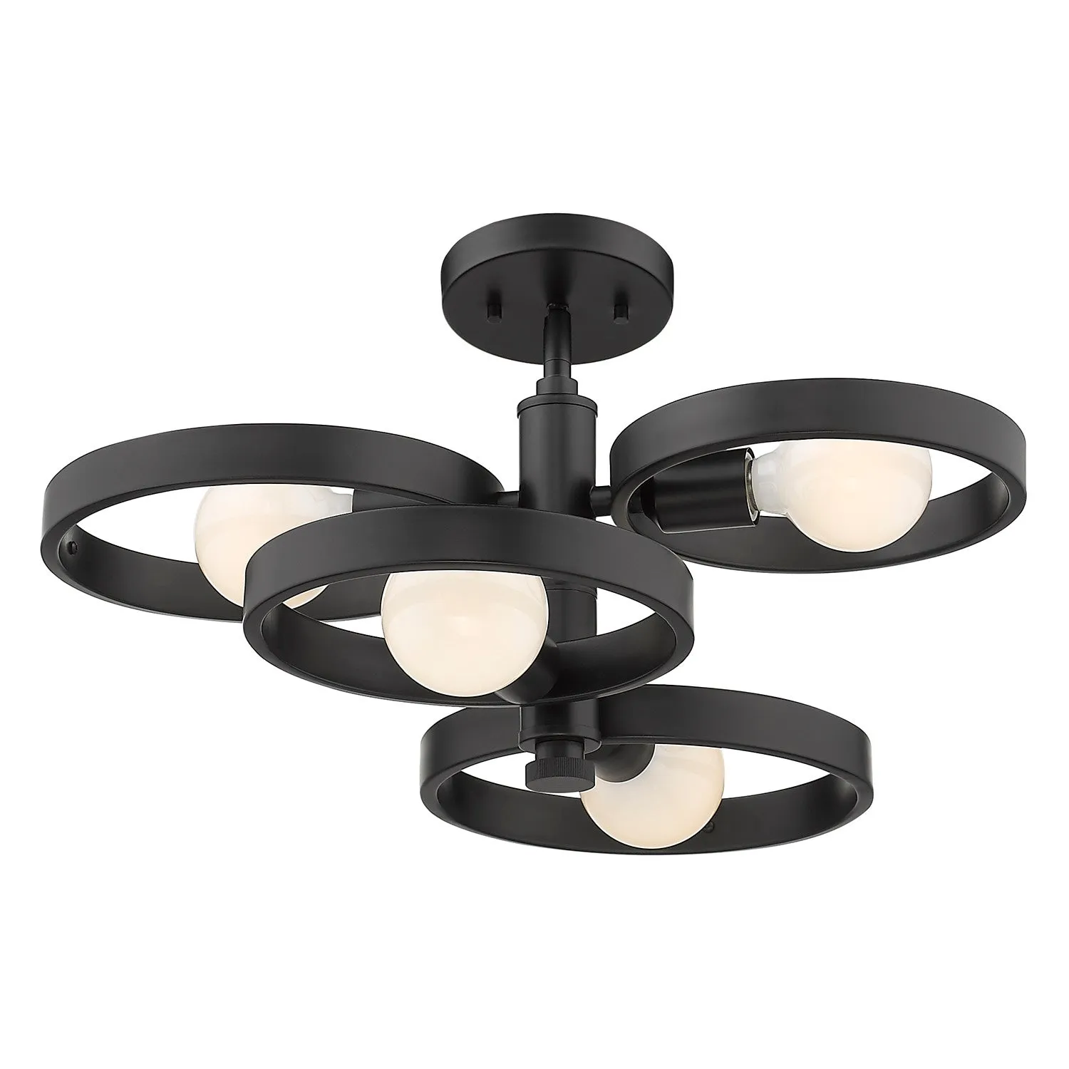 Four Light Semi-Flush Mount from the Sloane BLK Collection in Matte Black Finish by Golden