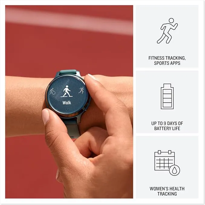 Garmin Lily 2 Active Women's Jasper Green With Jasper Green Silicone Band Built-in GPS Hidden Display Patterned Lens Up To 9 Days Battery Life Small And Stylish Smartwatch - 010-02891-02