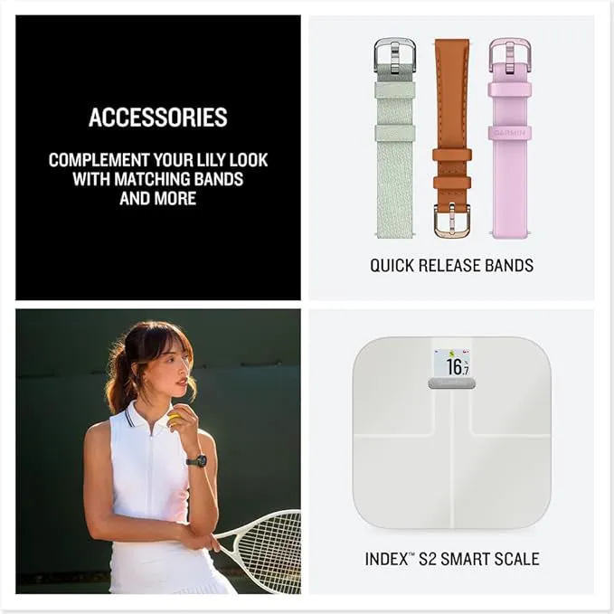 Garmin Lily 2 Active Women's Jasper Green With Jasper Green Silicone Band Built-in GPS Hidden Display Patterned Lens Up To 9 Days Battery Life Small And Stylish Smartwatch - 010-02891-02