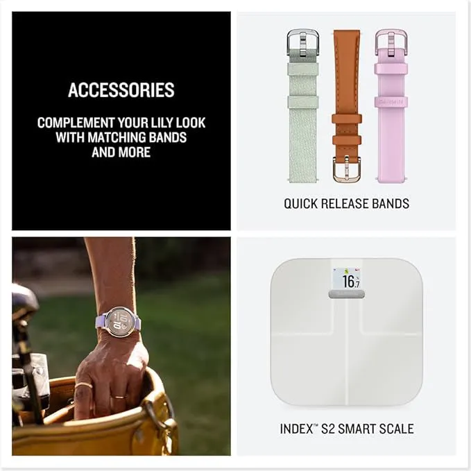 Garmin Lily 2 Active Women's Silver With Purple Jasmine Silicone Band Built-in GPS Hidden Display Patterned Lens Up To 9 Days Battery Life Small and Stylish Smartwatch - 010-02891-01