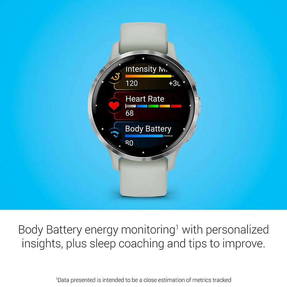 Garmin Venu 3S Sage Gray AMOLED Display Advanced Health and Fitness Features Up to 10 Days of Battery GPS Smartwatch - 010-02785-01