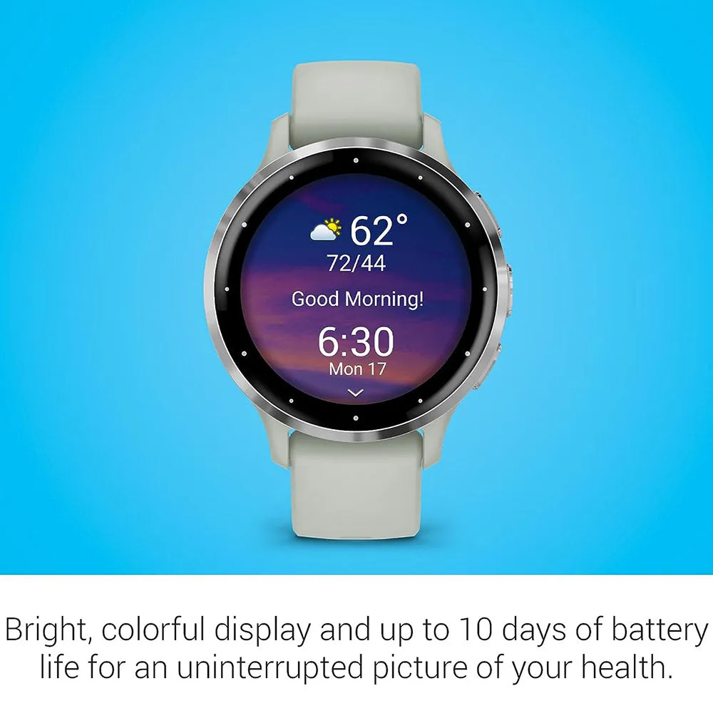 Garmin Venu 3S Sage Gray AMOLED Display Advanced Health and Fitness Features Up to 10 Days of Battery GPS Smartwatch - 010-02785-01