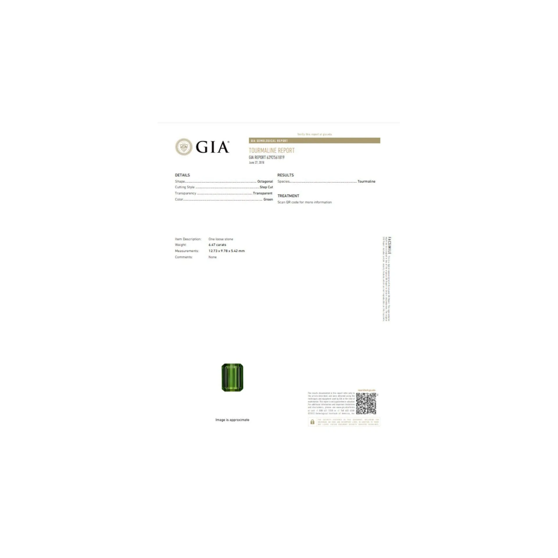 GIA Certified 6.47 Carat Green Tourmaline East-West Half Bezel 18K Ring