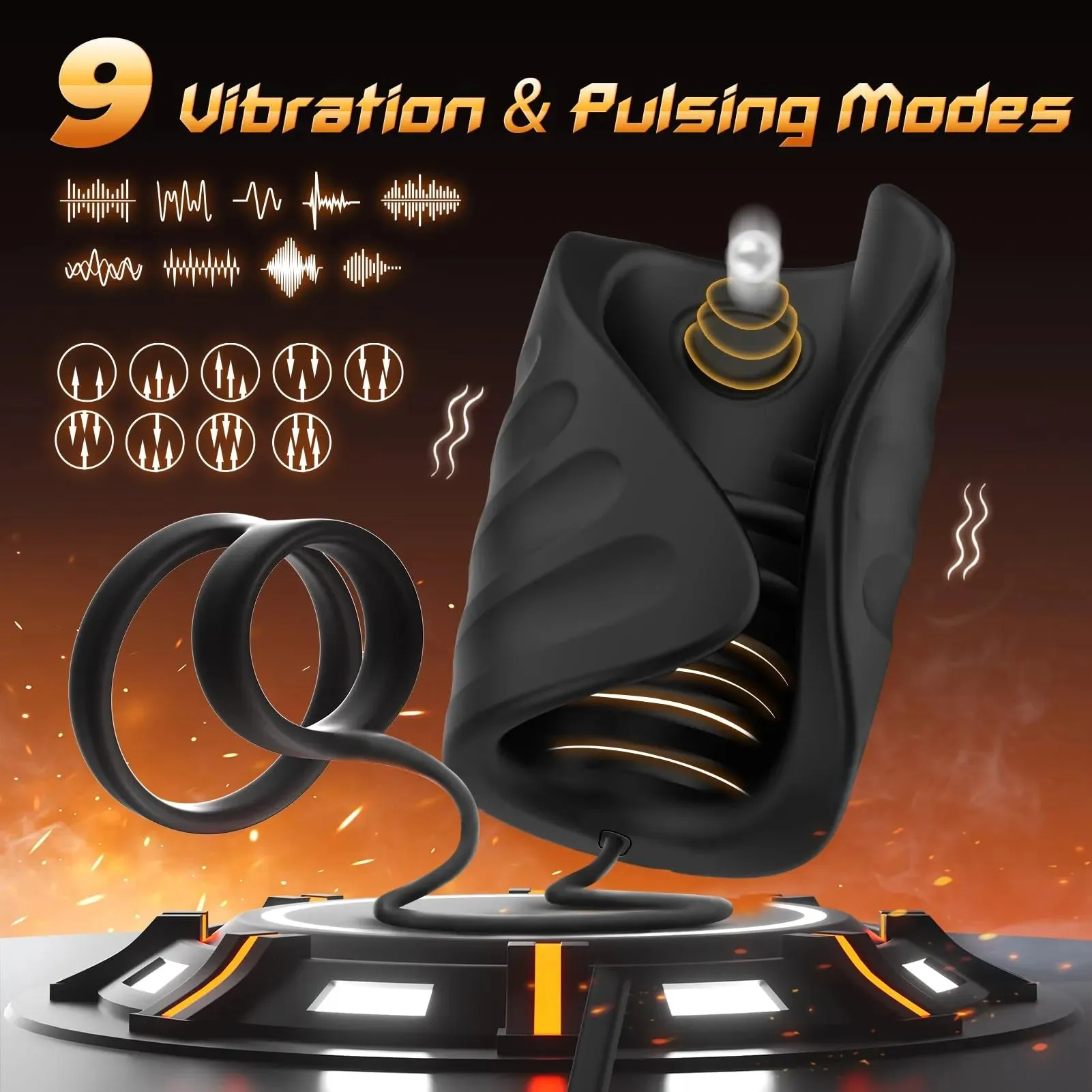 Glnas Trainer App Control 9 Vibrating Pulsing Dual Penis Ring