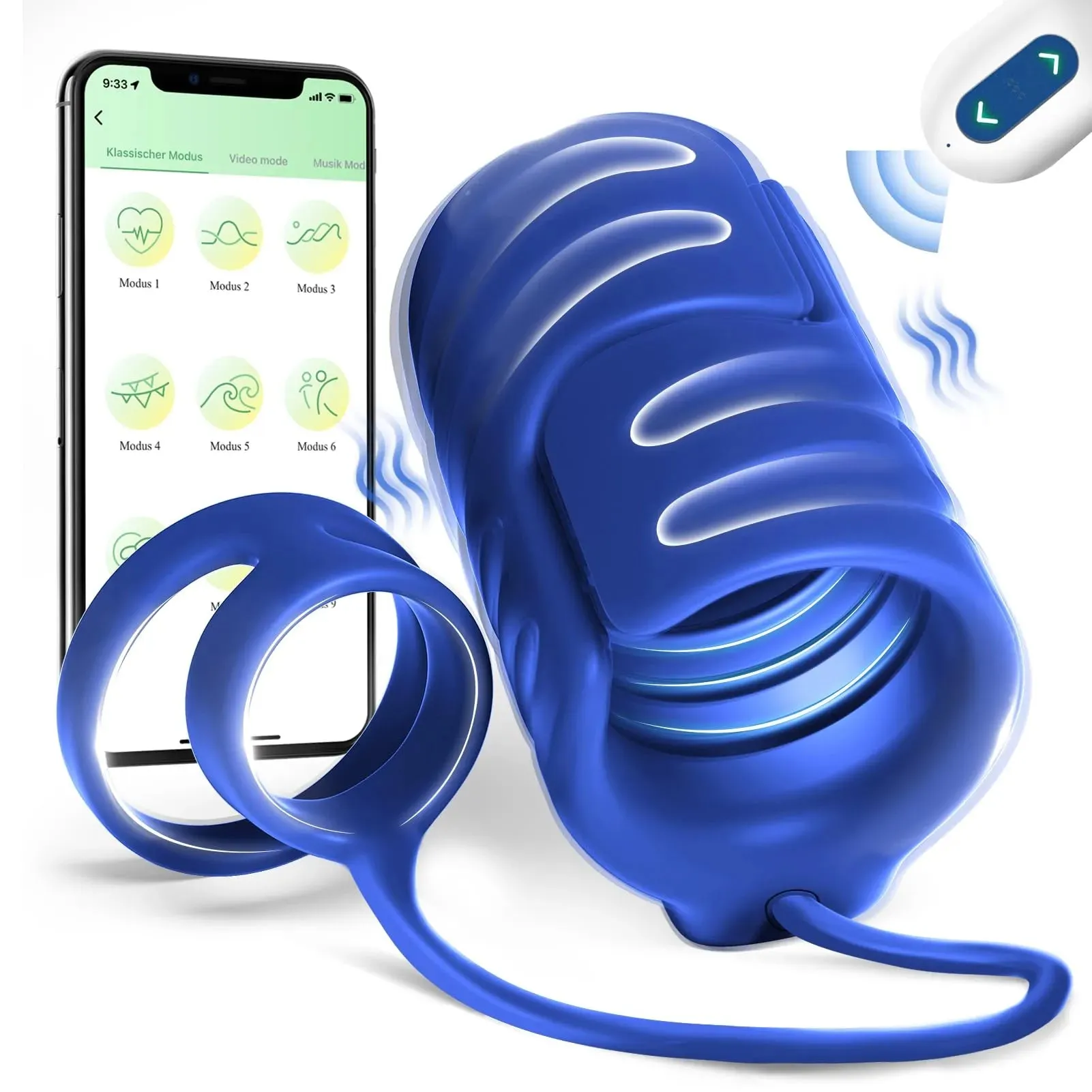Glnas Trainer App Control 9 Vibrating Pulsing Dual Penis Ring